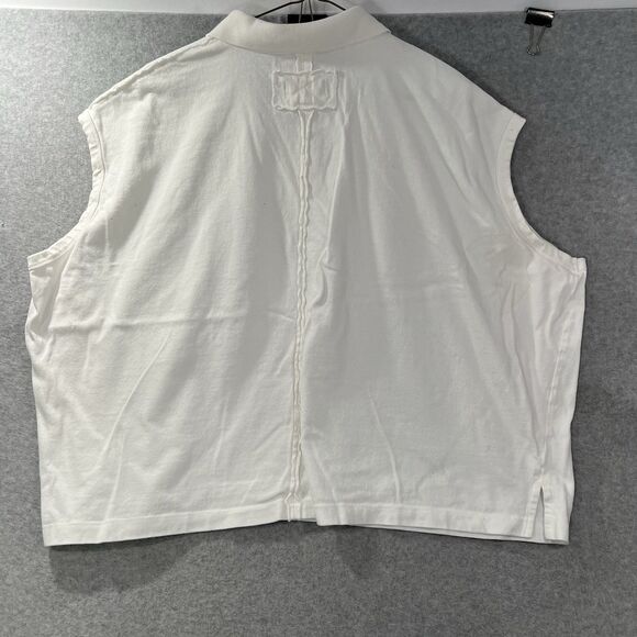 We The Free White Oversized Collar Polo Shirt Sleeveless M Boxy Basic - Picture 4 of 11